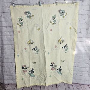 VTG Dundee Walt Disney Mickey Minnie Baby Clouds Cotton Blanket Satin Trim RARE